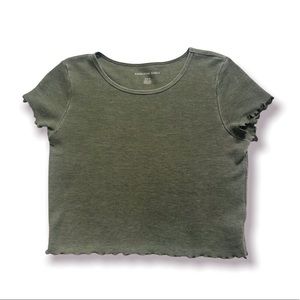 American Eagle Green Lettuce Edge Crop Top Shirt
